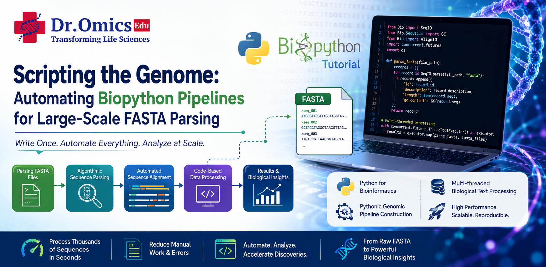 Scripting the Genome: Automating Biopython Pipelines for Large-Scale FASTA Parsing