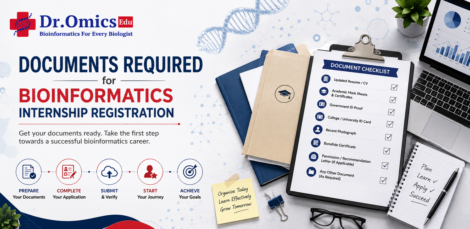 Documents Required for Bioinformatics Internship Registration at DrOmics