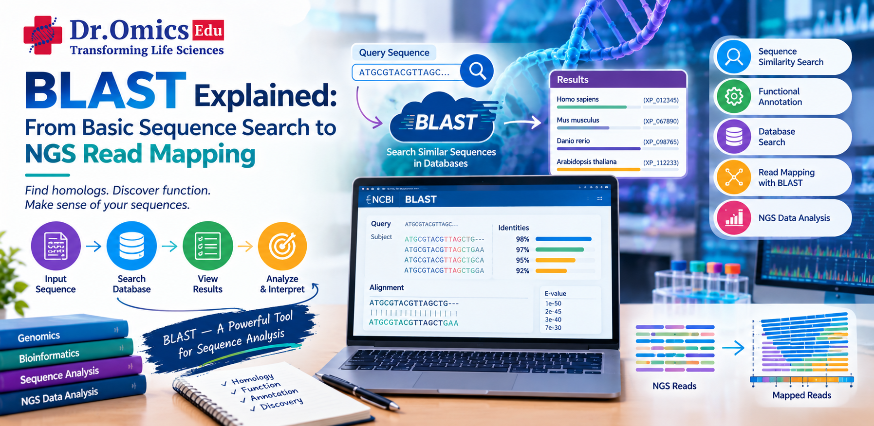 BLAST Explained: From Basic Sequence Search to NGS Read Mapping