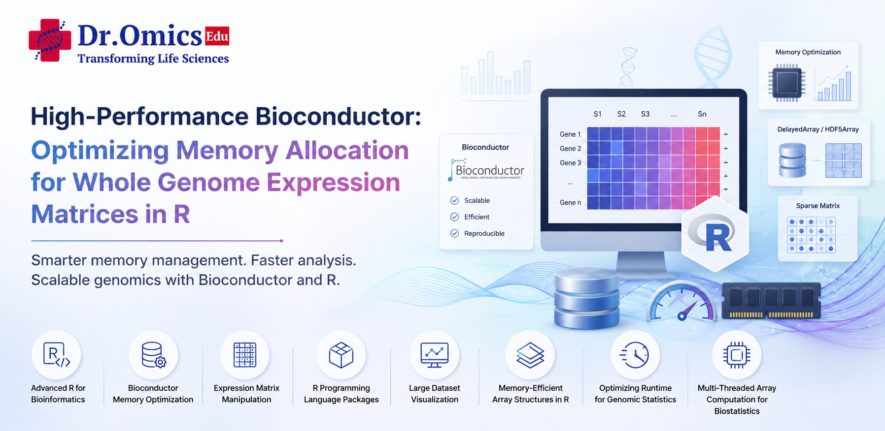 High-Performance Bioconductor: Optimizing Memory Allocation for Whole Genome Expression Matrices in R